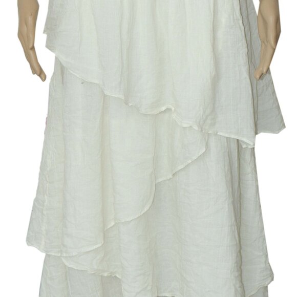 Free People In My Dreams Midi Smocked Asymmetrical Tie Tiered Dress S - Picture 5 of 7